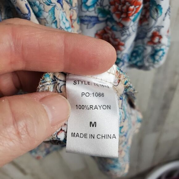 GiGiO Floral Kimono Cardigan Blue Pink Size Medium - Picture 8 of 9